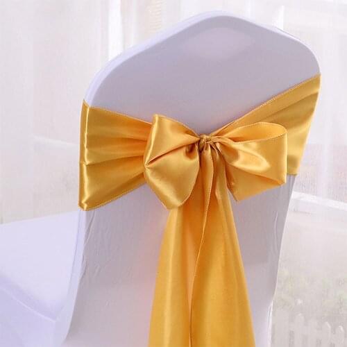 50pcs Gold Grey Pink 18 Colors 6"x110" Untied Satin Ribbon Chair Sash For Kids Event Birthday Ceremony Decor Wedding Party Favor