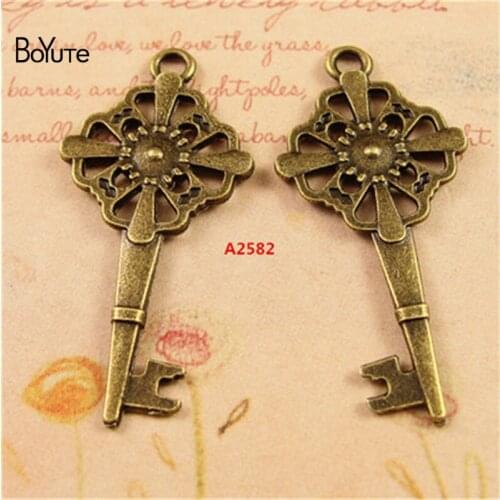 BoYuTe (60 Pieces/Lot) 39*19MM Zinc Alloy Key Pendant Antique Bronze Plated Metal Pendant Diy Charms for Jewelry Making