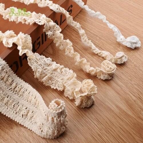 Chainho,5 Yard/pcs,Knitted Cotton Stretch Lace Ribbon,For DIY Handmade,Craft & Gift Decoration or Packing/Child Dress Accessorry