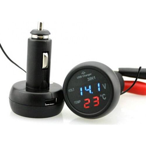 Charger Digital Battery Voltage Voltmeter Temperature Monitor for 12V 24V Car