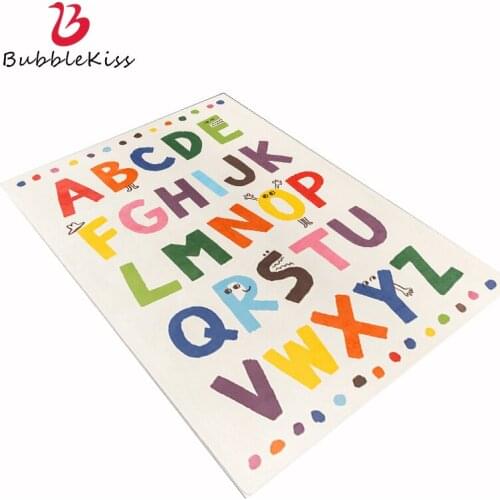 Bubble Kiss Children‘s Carpets 26 English Colorful Alphabet Cartoon Area Rugs Kids Crawling Game Non-Slip Mat Home Bedroom Decor