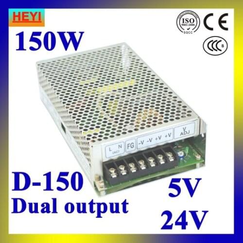 Dual output switching power supply 5V 24V 100~120V/200~240V input LED power supply 150W 5V 24V transformer