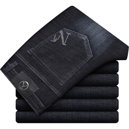 MenS Anti-Theft Concealed Stretch Jeans 2021 Autumn Winter New Business Casual Pants Male Classic Brand Slim-Fit Denim Trousers