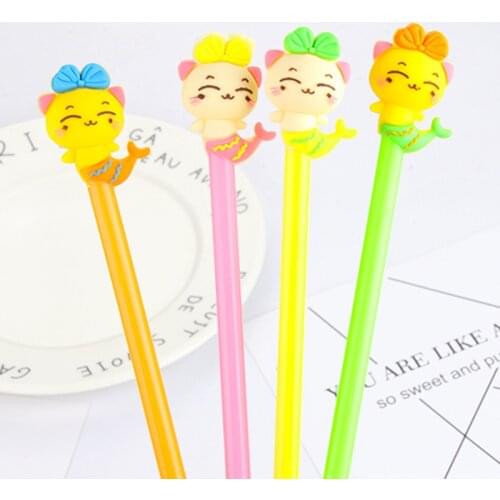Ellen Brook 1 PCS Color Creative Mermaid Cat Gel Pen Stationery Office Material School Supplies Black Ink 0.5 mm Pens