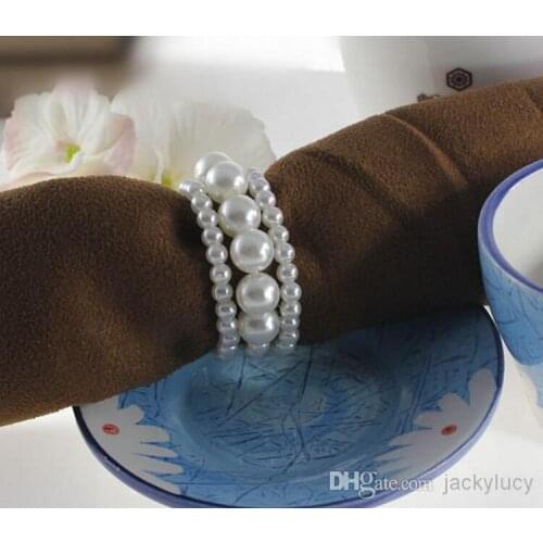 New Shiny Pearls Napkin Rings For Wedding Favor Supplies Party Table Decoration Accessories Top Quality Free Shipping