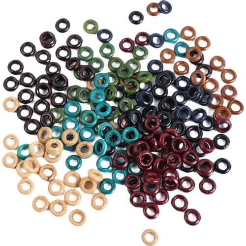 100 Pack Round Wooden Hair Cuffs Braiding Hair Beads Hair Beads for Braids Wood Dreadlock Beads Hair Rings