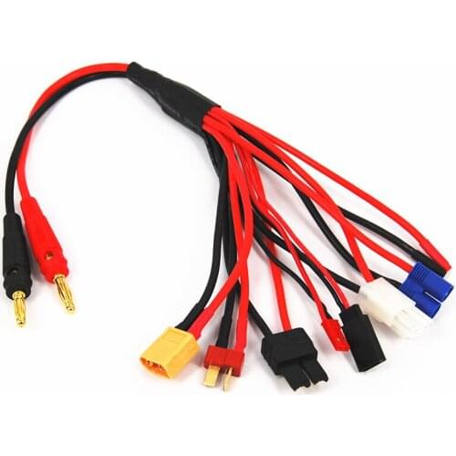 Multifunction 8 in 1 charger adaptor 4.0mm banana to Female Tamiya/ Male Dean EC3 TRX Futaba JST XT60 For RC B6 B8 charger