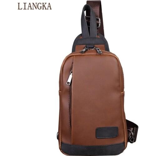 Mens Shoulder Bag Sling Chest Pack PU Leather Casual Crossbody Handbags for Men 2021 Chest Bags Belt Waist Packs