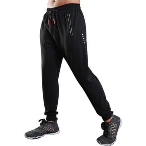 Men Ankle Tie Drawstring Breathable Gym Exercise Fitness Long Pants Sweatpants