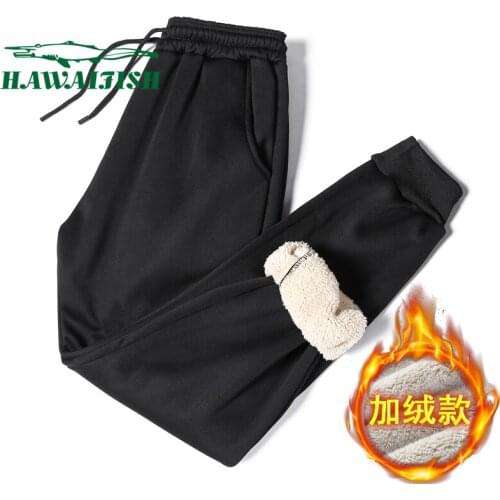 Mens plus fleece trousers mens casual pants autumn and winter thick plus fleece sports pants lamb fleece trousers