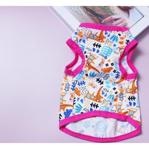 Breathable Pet T-Shirt Round Neck Two-legged Cotton Cartoon Printing Dog Costume Vest for Puppy Cats Kitten Clothes Supplies