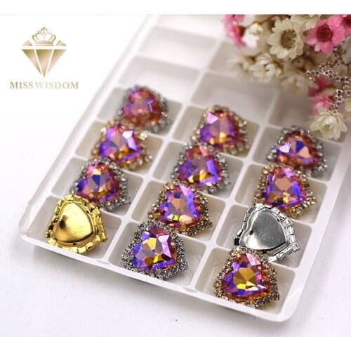 New arrive 12mm 14mm 10pcs Water red AB Heart shape sew on rhinestones glass crystal button with hole Diy garment accessories