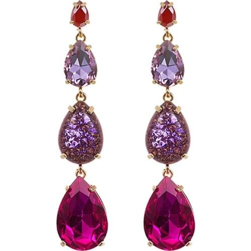 ZHINI New Luxury Crystal Water Drop Earrings for Women Boho Gold Color Long Earring Statement Earring Jewelry pendientes