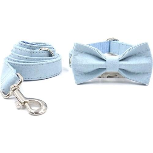 Dog Cat Collar and Leashes with Bow Tie Laser Engraved Name Phone Dogs &Cat Necklace for Pet Gift Products Accessories