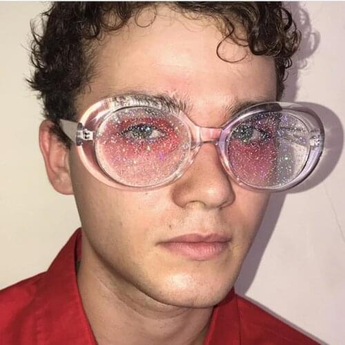 1PCs Oval Sunglasses Men Women Colorful Candy Clear Sun Glasses Sequin Eyewear Fashion Driver Goggles Sports Fishing Sunglasses