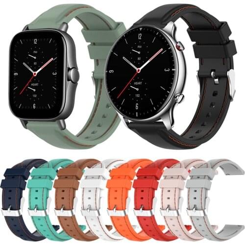 Sport Suture Silicone Strap For Huami Amazfit GTR 2 / GTS2 Mini 2E Replaceable Watch Band For Amazfit Bip S/Bip U/U Pro Bracelet