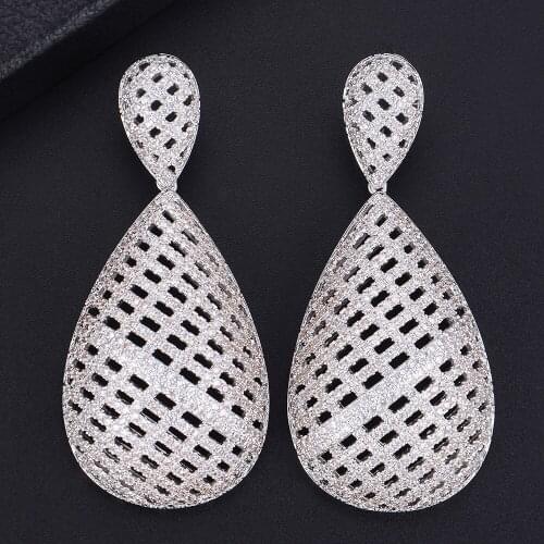 LARRAURI Luxury Water Drop Cubic Zircon Long Dangle Earrings For Women Wedding DUBAI Drop Earrings boucle d'oreille femme 2019