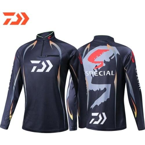 2021 Daiwa Shirt Outdoor Sports Fishing Clothing Men Fishing Shirts Long Sleeve Breathable Quick Drying Hooded Fishing Clothes