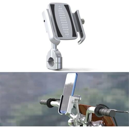 Silver Universal Motorcycle Bike Motorbike Mobile Phone Holder Handlebar Cell Phones GPS Mounts