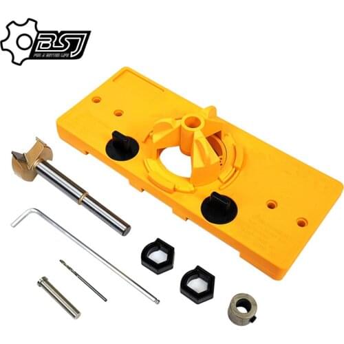 Concealed 35MM Cup Style Hinge Jig Boring Hole Drill Guide + Forstner Bit Wood Cutter Carpenter Woodworking DIY Tools