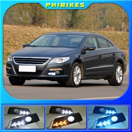 2PCS Car light For VW PASSAT CC 2009 2010 2011 2012 2013 LED DRL Daytime running lights with fog lamp cover