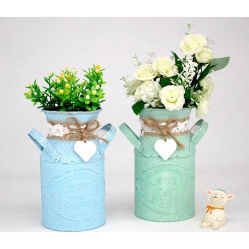 Fresh Flower Pot Living Room Floral Bucket Store PastoralIron Crafts Decor Gifts