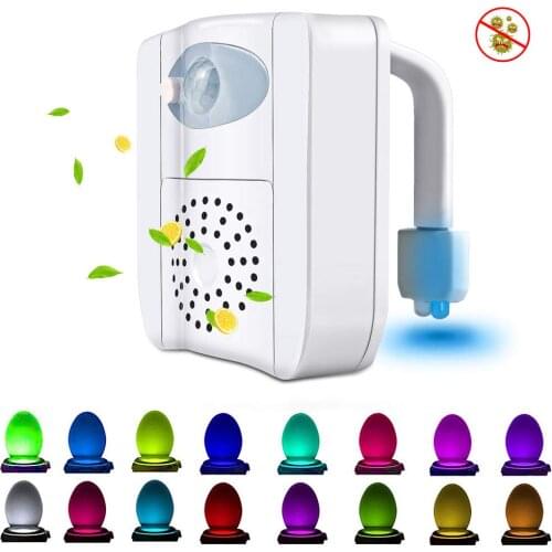 Air fresh toilet bowl backlight pir lamp night light projector uv night light plug in smart light sensor movement led 16 color