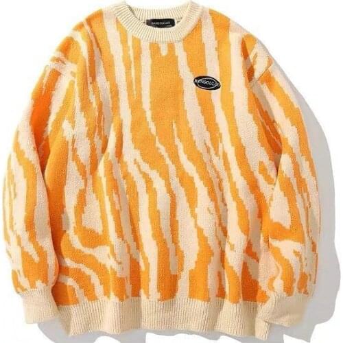 Women Sweater Spring Autumn Winter Fashion New Casual O-Neck Full Pullovers Zebra Pattern UNISEX Keep Warm Sweater