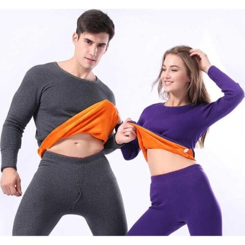 Thermal Underwear men Winter Women Long Johns sets male lady fleece keep warm in cold weather size M to 4XL