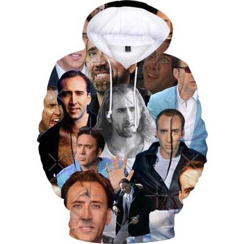 Fashion Nicolas Cage Actor 3D Print Hoodies Sweatshirts Boys/Girls Casual Sweatshirt Adult/Child Nicolas Cage Actor Pullovers