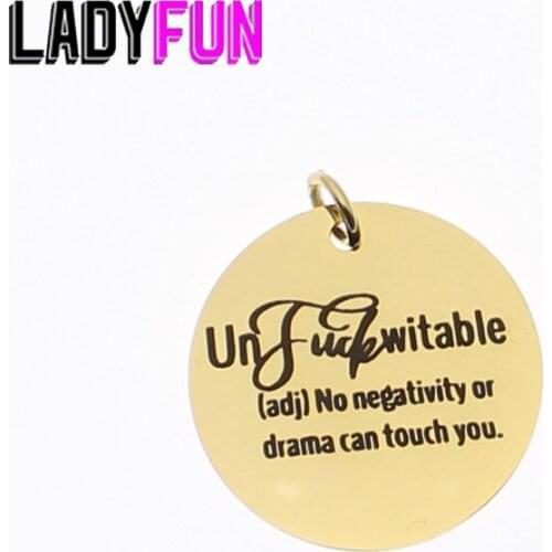 Unfuckwitable Charm Stainless Steel Words Charms No Negativity Can TouchPendant Charms High Polish Mirror Surface Pendant 10pcs
