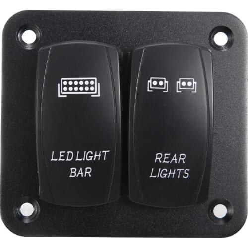 5 Pin Blue 12V 24V LED 2 Gang Rocker Switch Panel LED Light Waterproof LED Light Wiring Harness for Boat Car ATV UTV