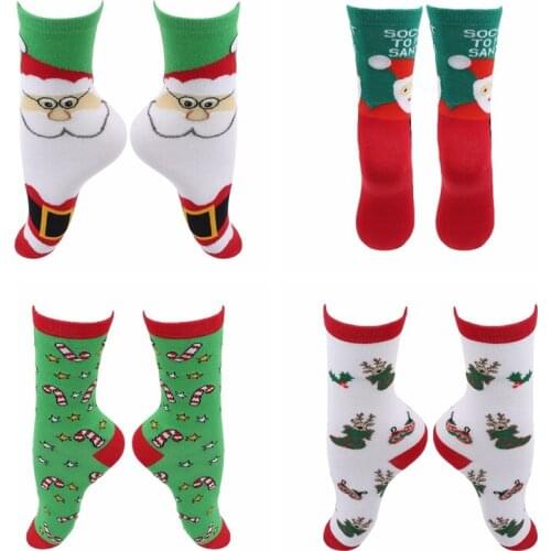 1pair Cartoon Christmas Socks Cute Santa Claus Elk Snow Hip Hop Funny Sock For Women Girl Christmas Gift Winter Female & Hosiery