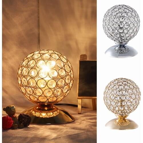 1Pc Crystal Table Lamp Home Bedroom Bedside Lamps Small USB Night Light Desktop Lamp E27 Metal Lights(without Bulb)