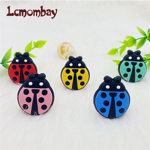 10pc Mini Ladybug Silicone Baby Teether Beads BPA Free Newborn Bitting Jewelry Accessories DIY Infant Teething Necklace