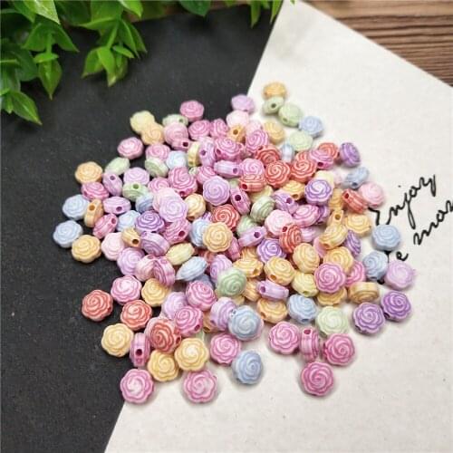 100pcs 4x7mm Flowers Mixed Colors Plastic Perforation Loose Beads for Girls DIY Jewelry Making Necklace Bracelet Accessories