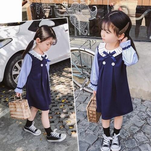 2019 Girl Baby Fashion Preppy Style Dress Girls Kids Spring Autumn Princess Dresses Vestidos Children Clothes