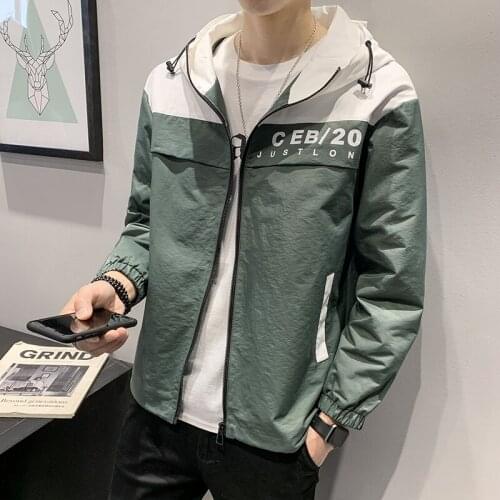 2020 Erkek Mont Hip Hop Zip Up Track Jacket Coat Streetwear Buckle Pocket Ribbon Color Block Patchwork Hooded Windbreaker Jacket