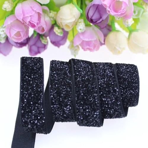 5/8" 16mm glitter elastic ribbon B-7 for hair tie knotted party decoration, 50yards per lot