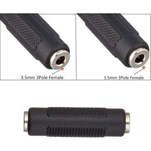 3Pole Stereo 3.5mm 1/8" Aux Female To Female F/F Jack Audio Coupler Converter Black 5pcs