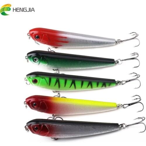 HENGJIA 5pcs hard plastic top water pencil fishing lures wobblers mini artificial swimbaits pesca 9cm 9.6g