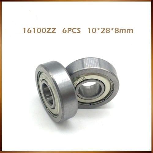 6pcs/lot 16100zz Deep Groove Ball Bearing 16100 10*28*8mm 10 *28*8 Bearing Steel Material Two-sided Metal Cover