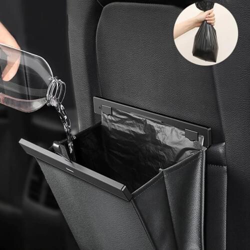 Car Organizer Leather Back Seat Storage Bag Auto Cargo Storage Box Universal for Cars Luggage Travel Pocket Trash Bin Container