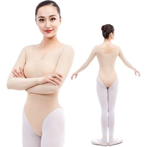 Adult Ballet Leotard Women Milk Silk Long Sleeve Nude Color Bodysuit Girls Dance Gymnastic Underwear ropa ballet