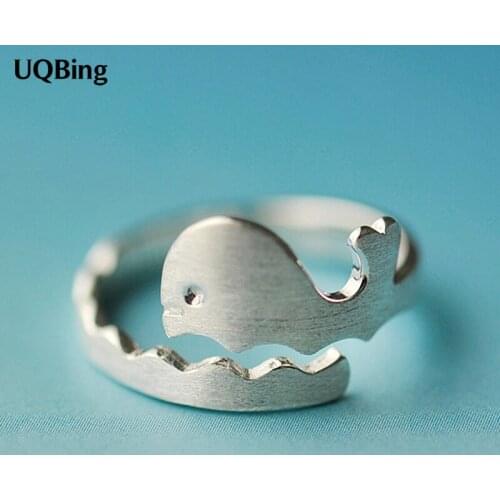 Free Shipping 925 Sterling Silver Finger Cute Whale Rings Anillo Anel De