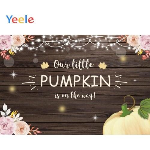 Flower Pumpkin Wooden Board Light Baby Birthday Party Vinyl Backdrop Photography Photographic Background For Photo Studio