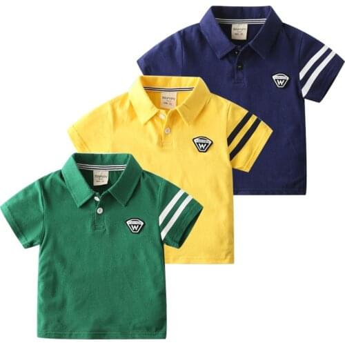 Baby Clothes Boys Short Sleeve Summer Fashion Pure Cotton Breathable Turndown Collar Pullover Tops Outwear 6 Colors