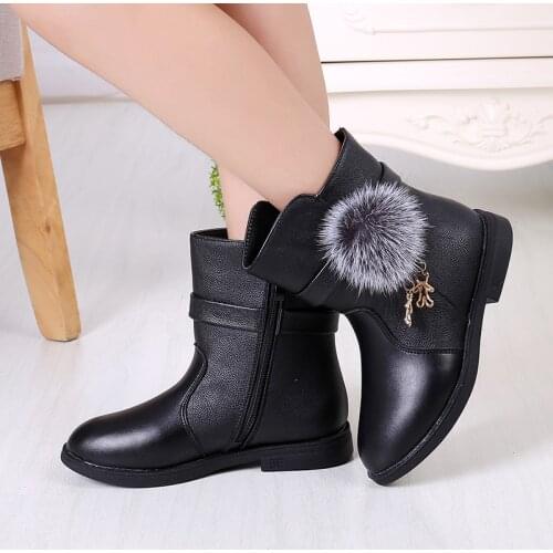 New Winter Fashion child girls snow boots shoes warm plush soft bottom baby girls boots comfy kids leather winter snow boot