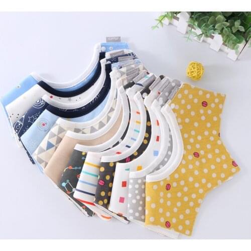 Baby Bibs Cotton 360 Rotating Waterproof Bib MouthTowel Cartoon Stripe Dot Saliva Towel Rotating Baby Feeding Smock Burp Cloths