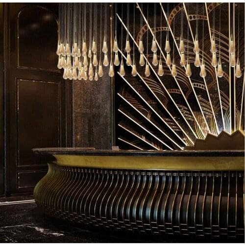 Water Drop Crystal Pendant Lights Living Room Lamp Luxury Hotel Villa Dining Room Lamp Led Pendant Lights Indoor Lighting Luster